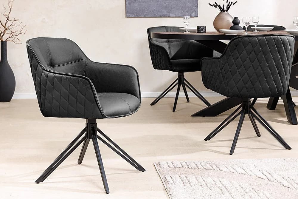 riess-ambiente Polsterstuhl EUPHORIA Schwarz Leder Retro