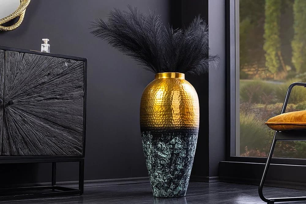 riess-ambiente Bodenvase ORIENT M 50cm Gold Hammerschlag Design Metall mit Patina