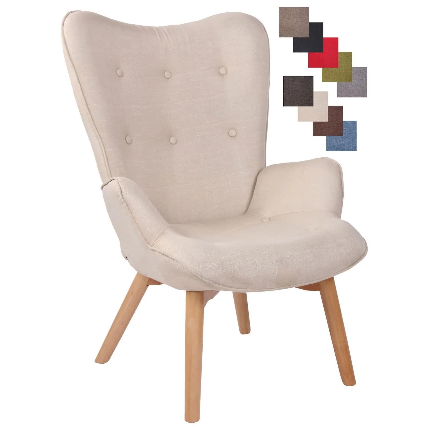 CLP Lounger Durham Stoffbezug Buchenholz Chesterfield Sessel