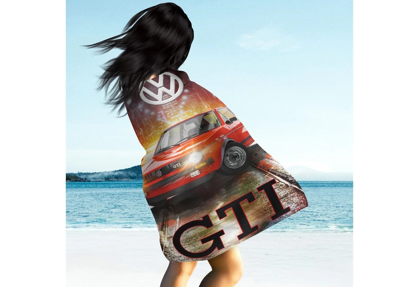 BERONAGE Volkswagen Badetuch Golf GTI Rot 100% Baumwolle