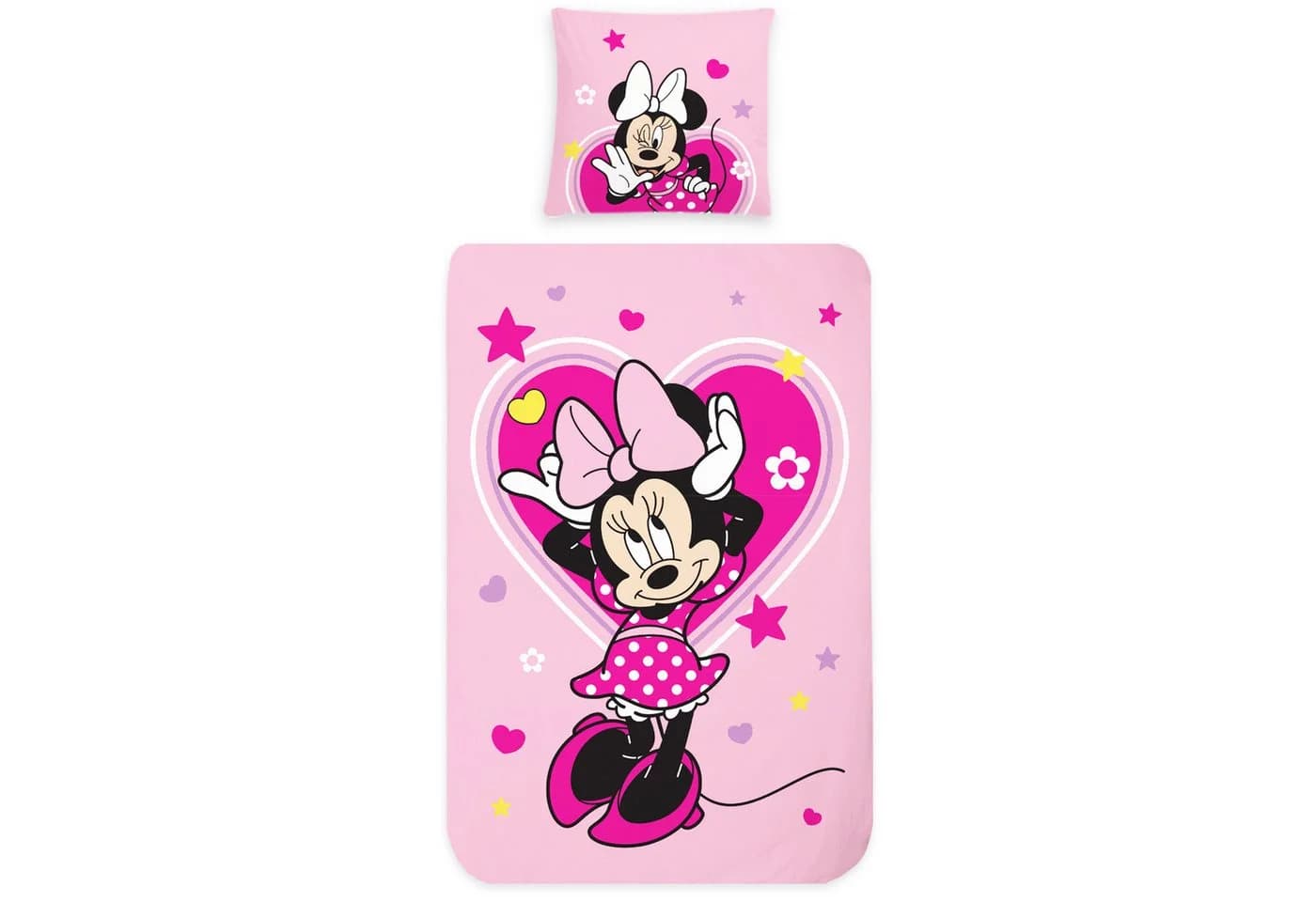 BERONAGE Kinderbettwäsche Minnie Mouse Rosa Flanell 100% Baumwolle