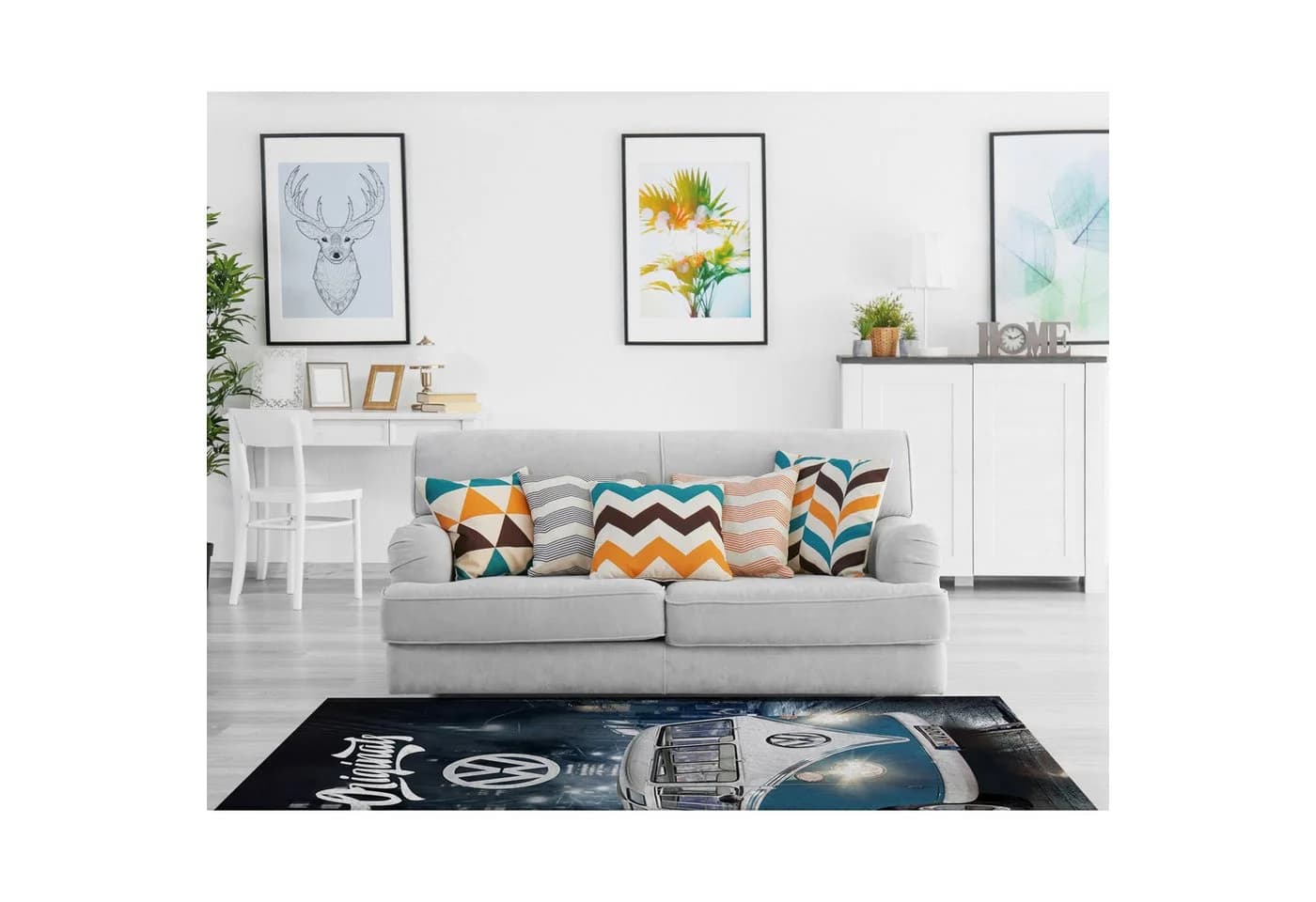 BERONAGE Volkswagen Bulli Teppich 100x133 cm Blau