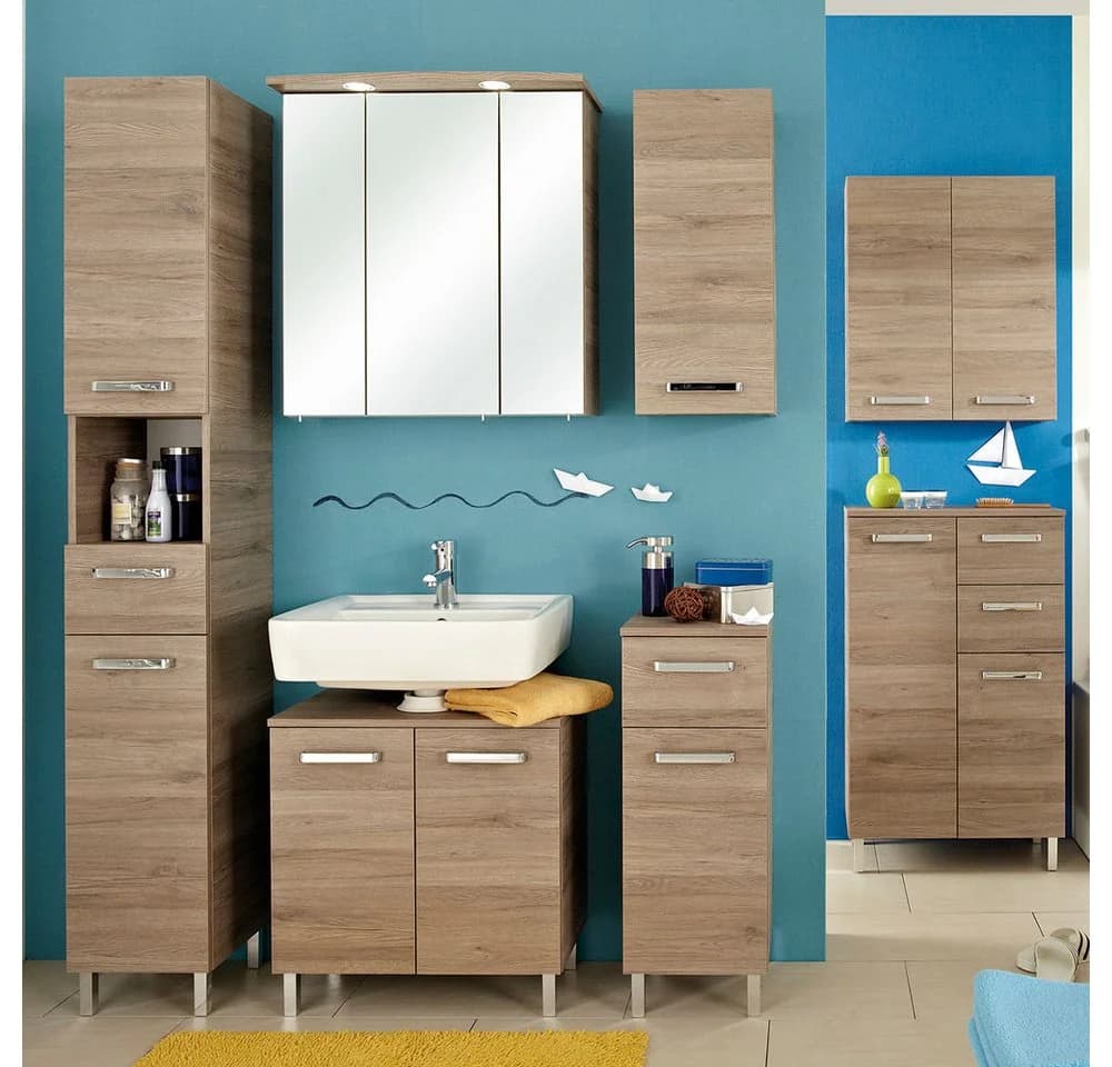 Lomadox Hängeschrank OSTENDE-66 Badmöbel Eiche Terra Modern