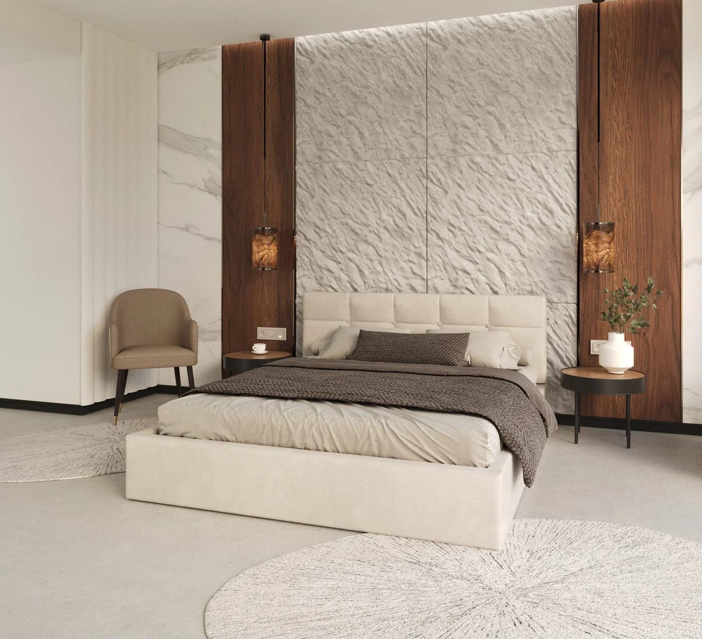 thematys Polsterbett Stauraumbett Velours Beige mit Bettkasten