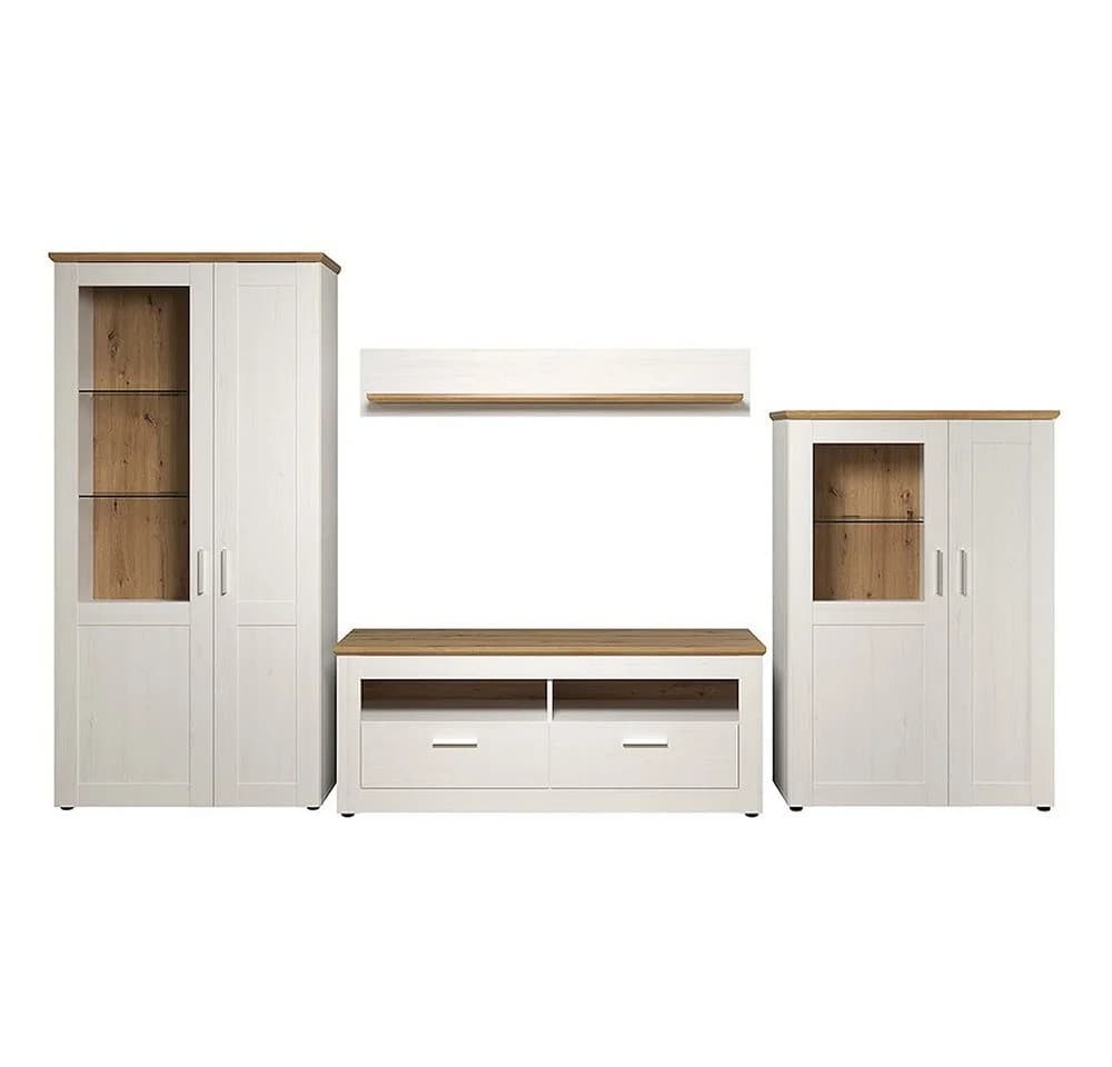 trendteam Wohnzimmer-Set Anbauwand 4-tlg. Landhausstil