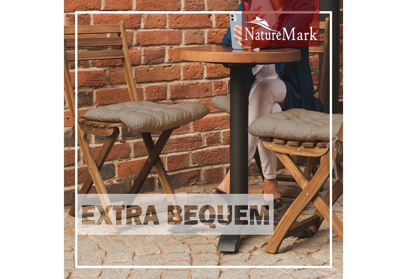 NatureMark Sitzkissen 4er-Set Sand 40x40cm mit Bändern