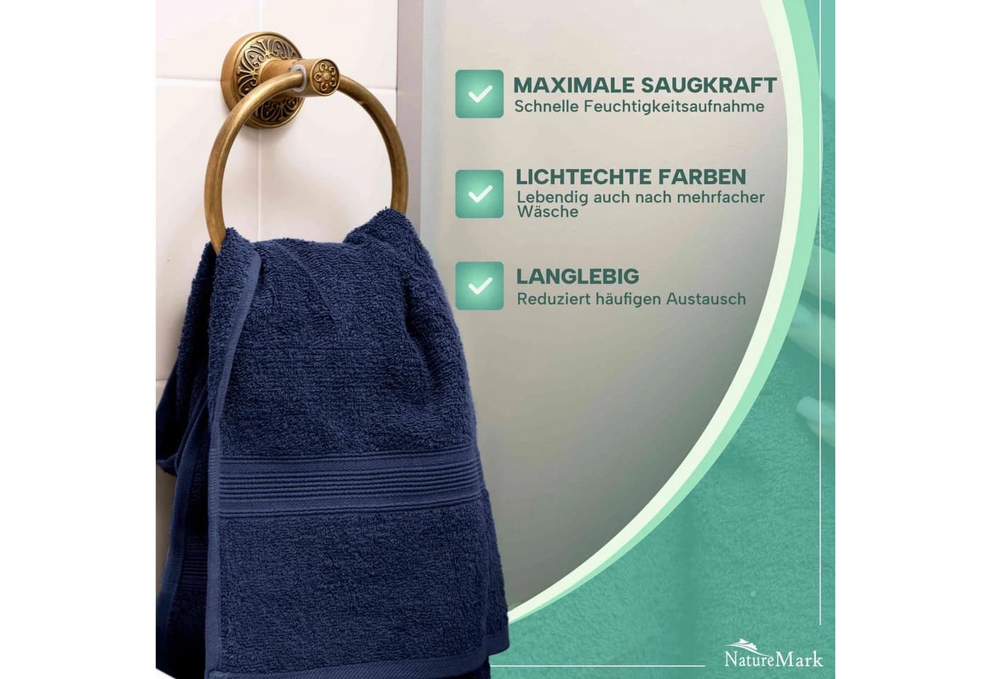 NatureMark Handtücher 8er-Set 100% Baumwolle Navy blau