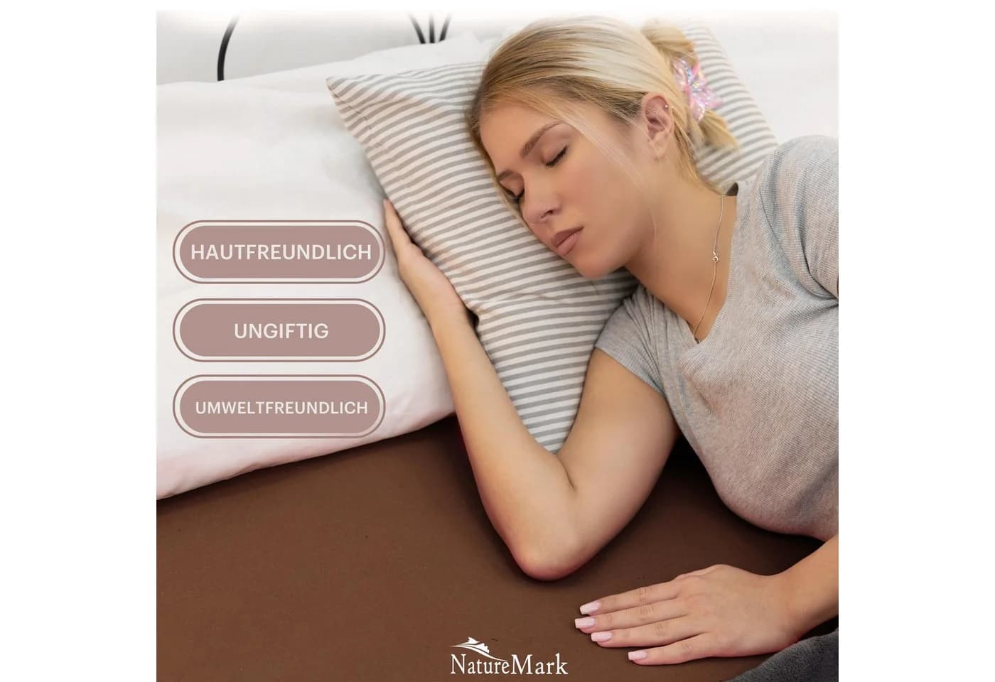 NatureMark Spannbettlaken Jersey 100% Baumwolle Braun