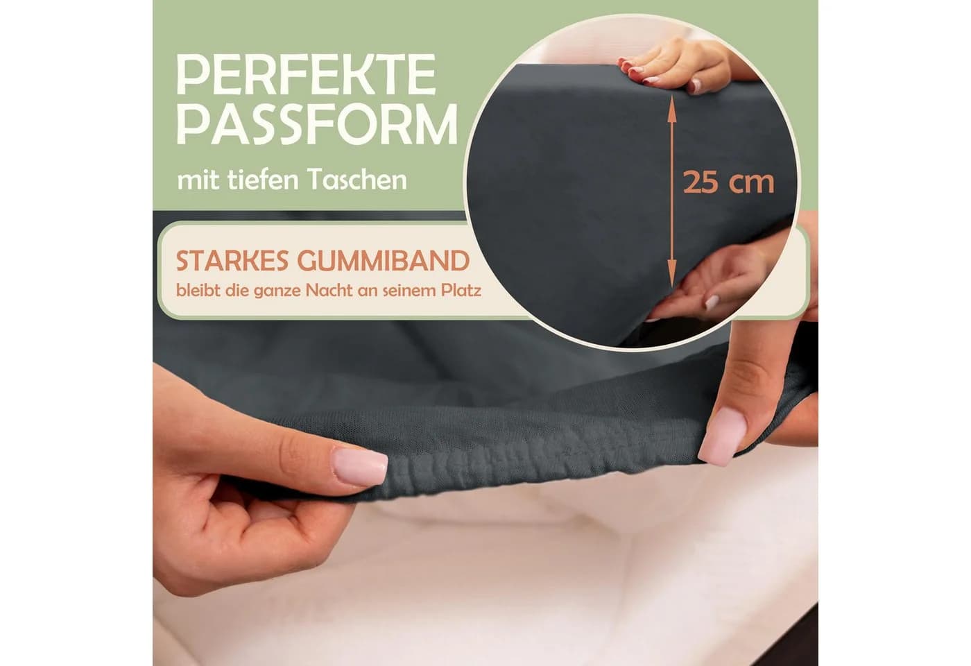 NatureMark Spannbettlaken Gebürstete Mikrofaser Polyester Anthrazit