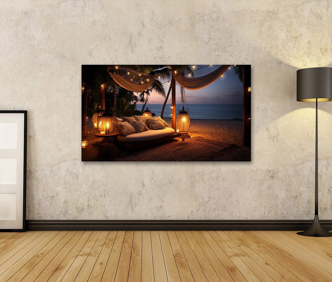 islandburner Leinwandbild Strandabend Maritim Bunt 80x40cm