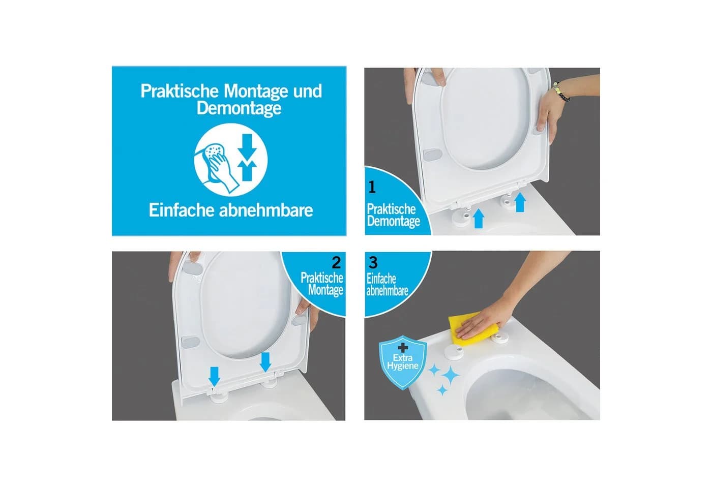 Aqua Bagno WC-Sitz Softclose Toilettendeckel Weiss Polypropylen