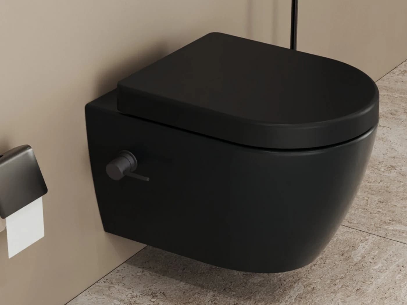 Aqua Bagno Dusch-WC Taharat schwarz matt spülrandlos wandhängend