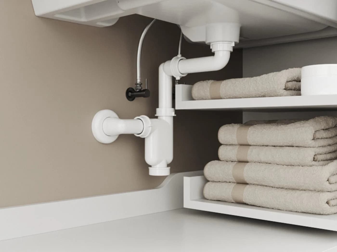 Aqua Bagno Flacher Raumsparsiphon 40mm G 1 1/4" mit Geruchsverschluss
