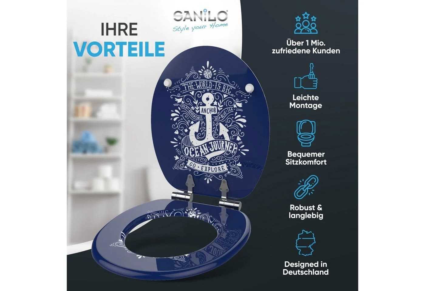 Sanilo WC-Sitz Anker mit Absenkautomatik universell modern