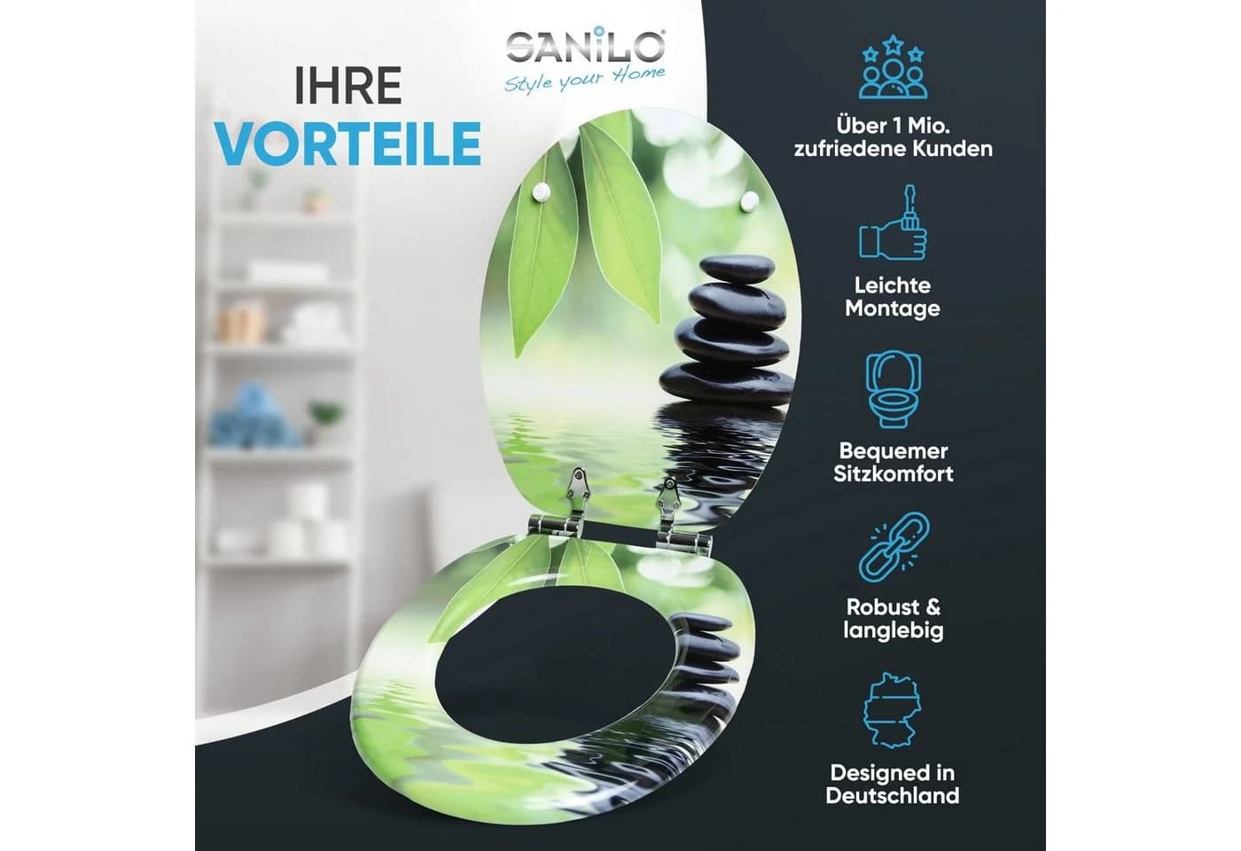 Sanilo Badaccessoire-Set 3-teilig mit Absenkautomatik und Badteppich