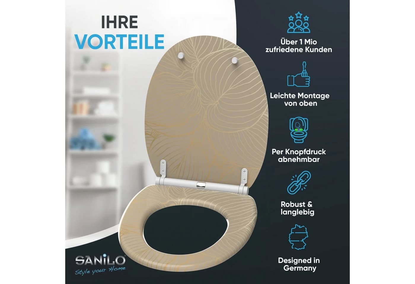 Sanilo WC-Sitz mit Absenkautomatik Braun Holz