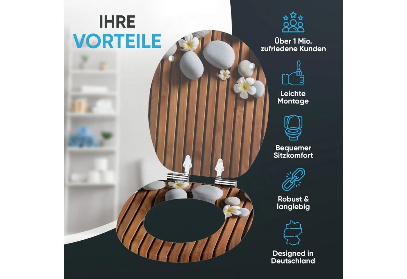 Sanilo WC-Sitz Zentara mit Absenkautomatik, hochwertig & modern, universell, leichte Montage