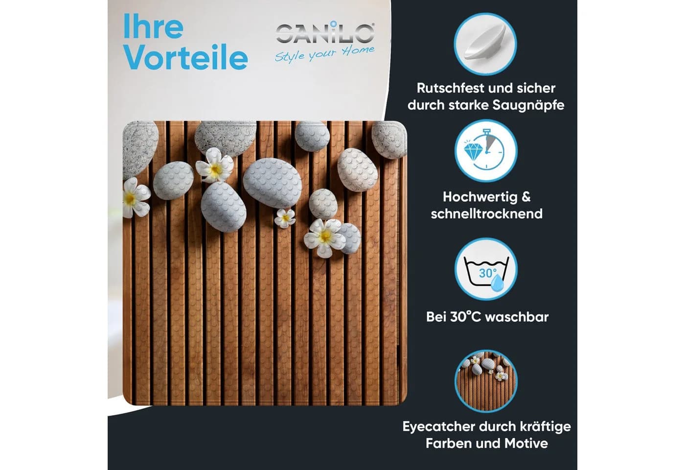 Sanilo Duschmatte Zentara Rutschfest PVC Braun