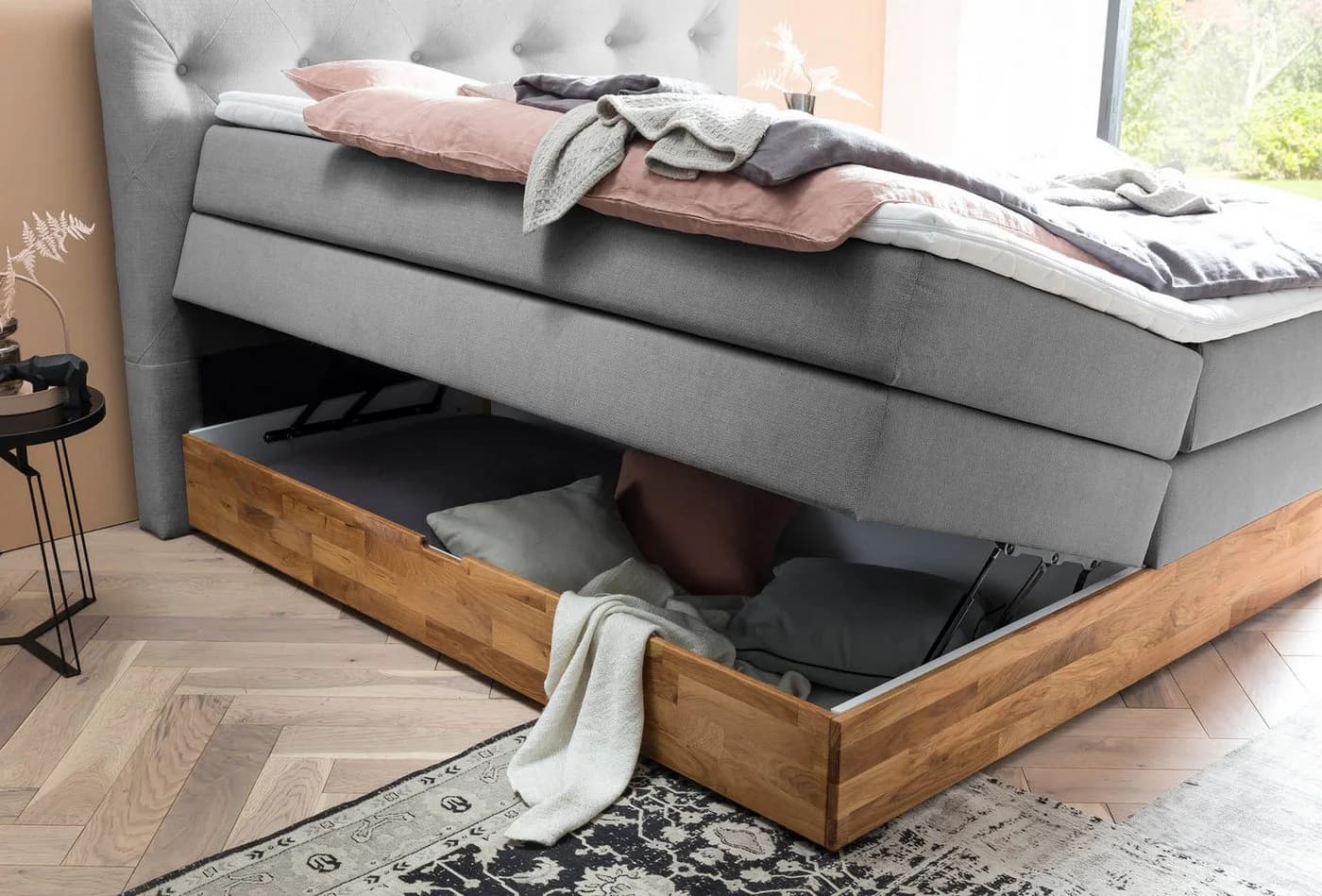 Belanoti Boxspringbett Marbo 160x200 cm mit Bettkasten und Visco-Topper