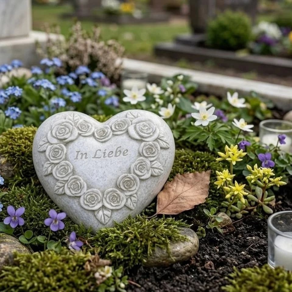 Radami Grabherz Gedenkstein Grau mit 3D Rosen