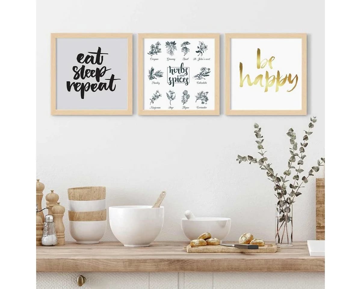PHOTOLINI Bilderrahmen 3er Set Modern Beige MDF