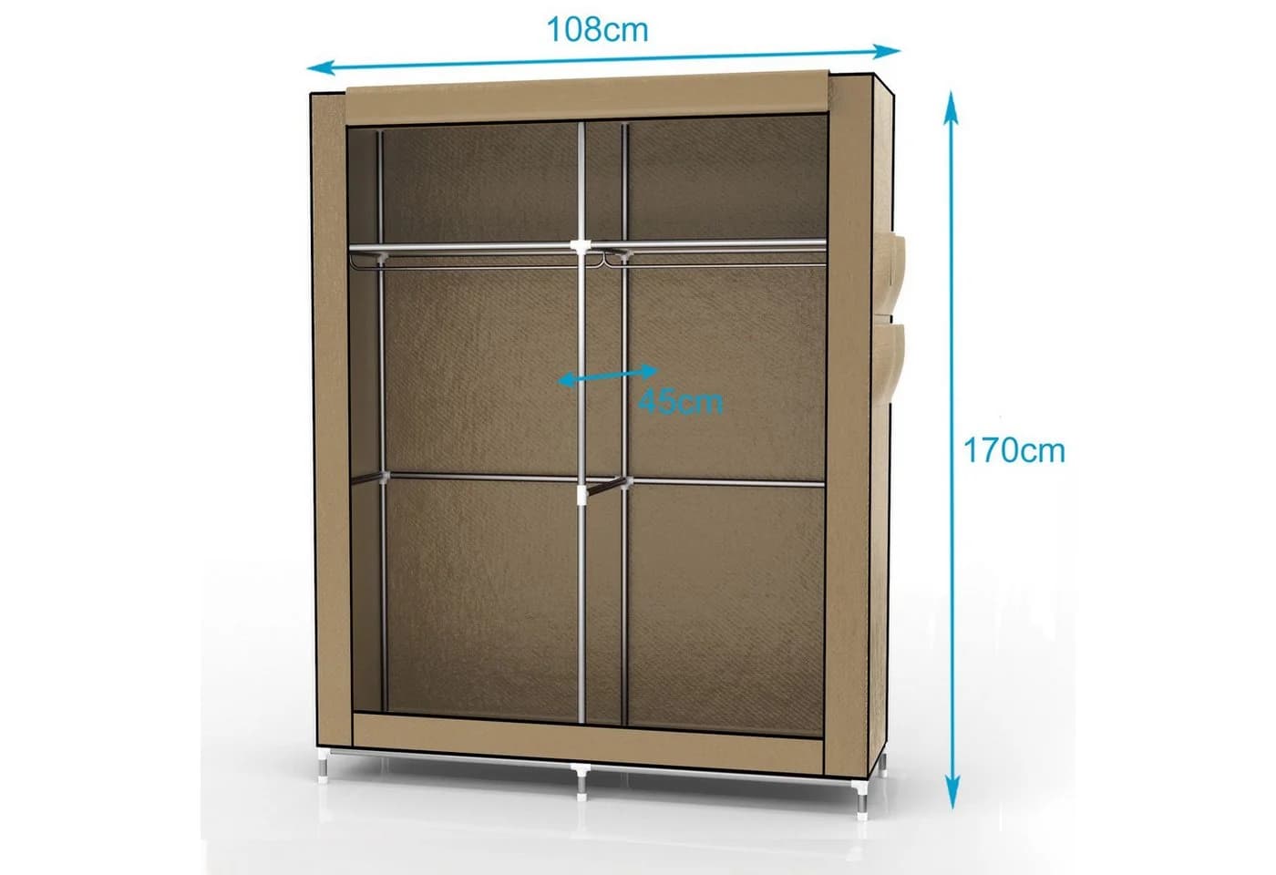 Intirilife Faltschrank Stoffschrank Creme Beige mit Reißverschluss