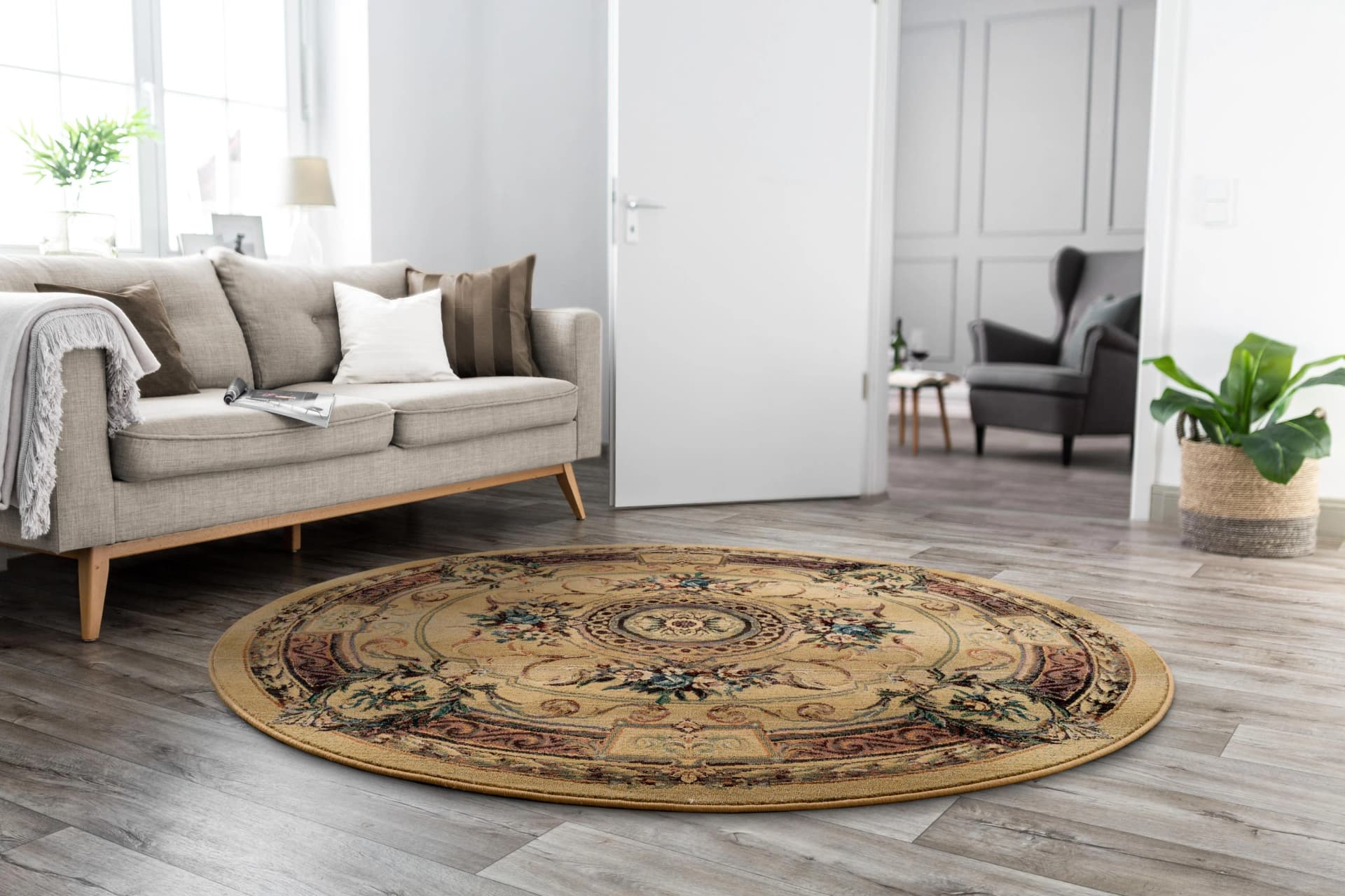 THEKO Teppich Gabiro 856 Beige Orientalisch Rund 300cm