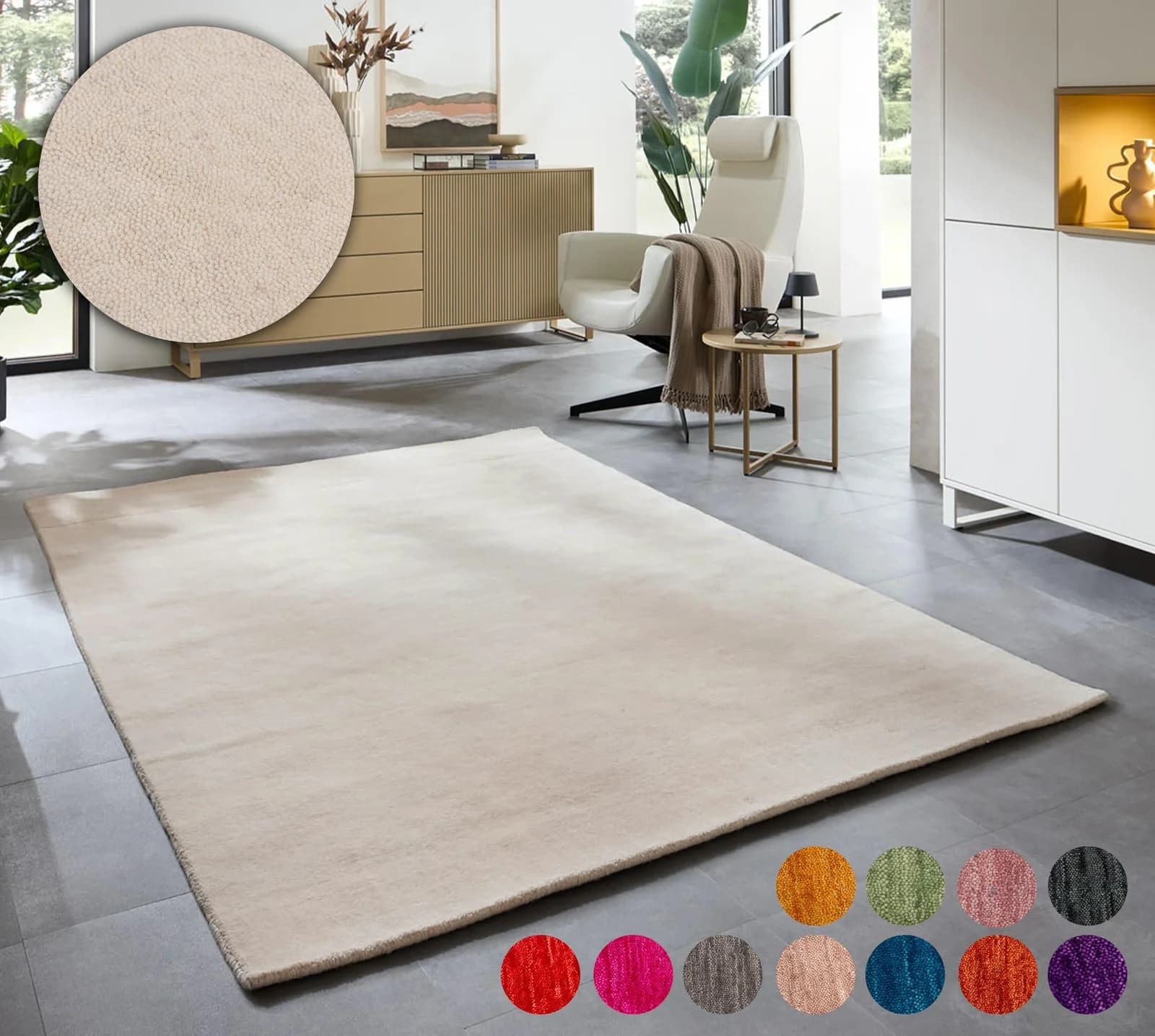 Wollteppich OTTO HOME "Karchau" Creme Meliert Handgewebt