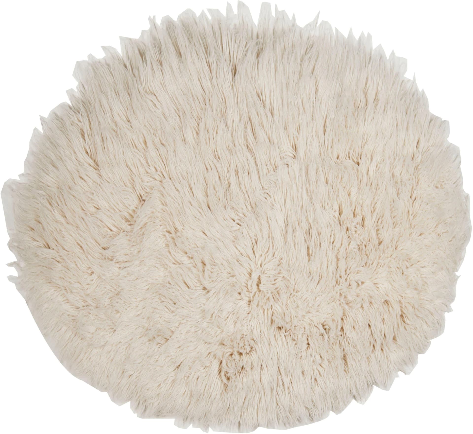 THEKO Flokati XXL Wollteppich 100cm Beige Handgewebt