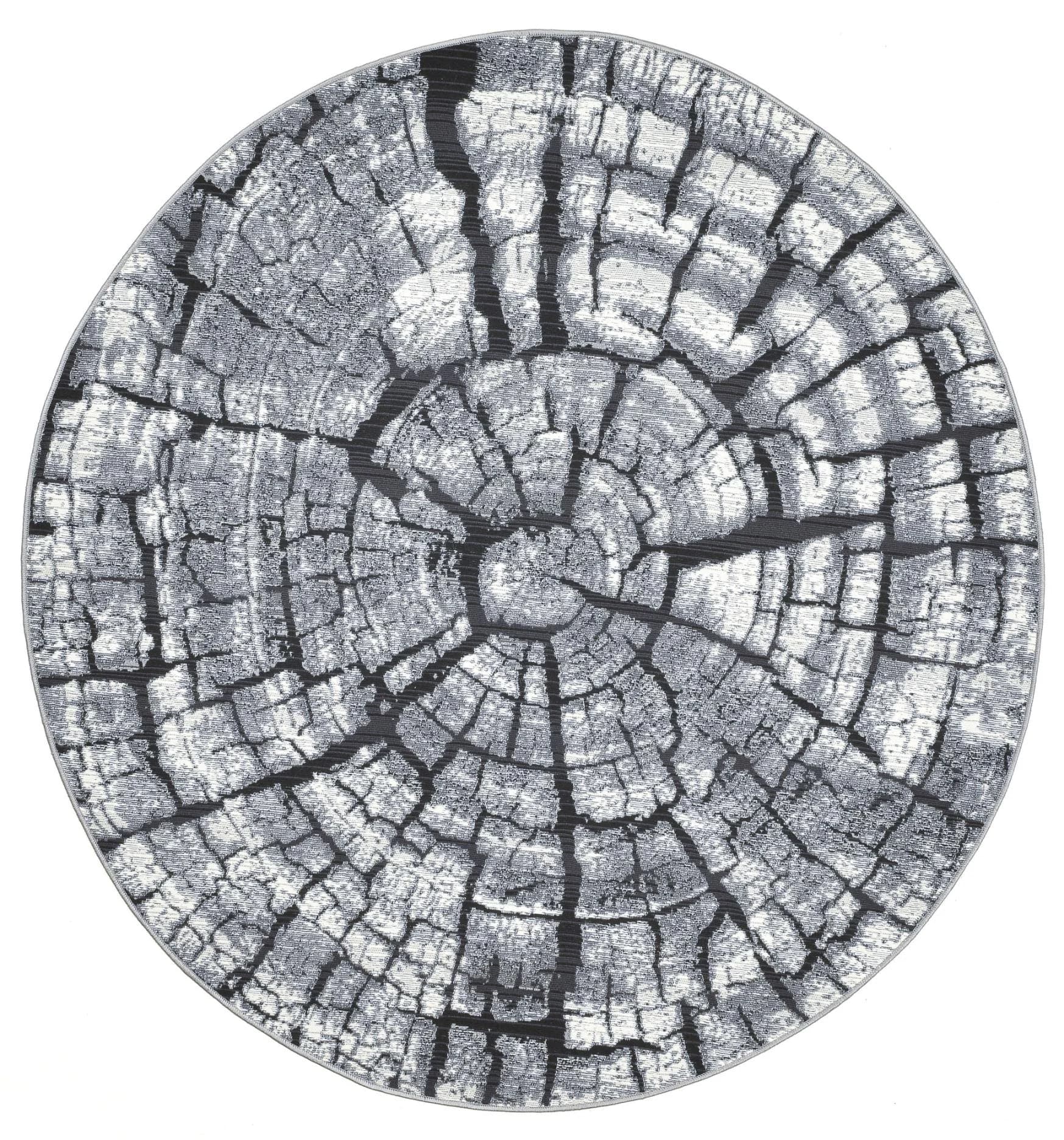 GINO FALCONE Teppich Aurora Grau Rund 100cm Polypropylen