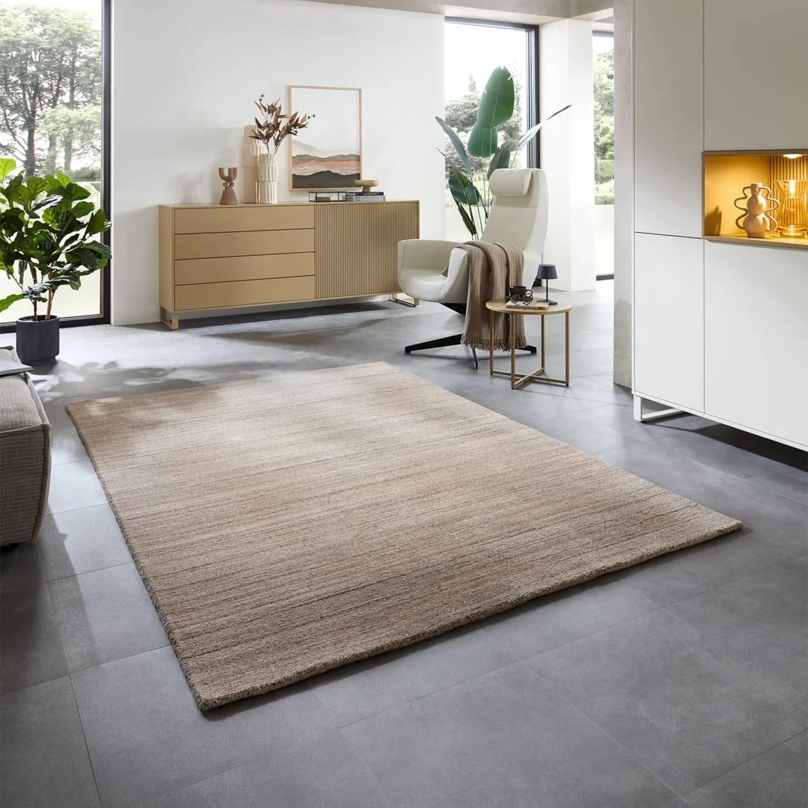 Teppich THEKO San Diego Beige/Braun Handgewebt Meliert