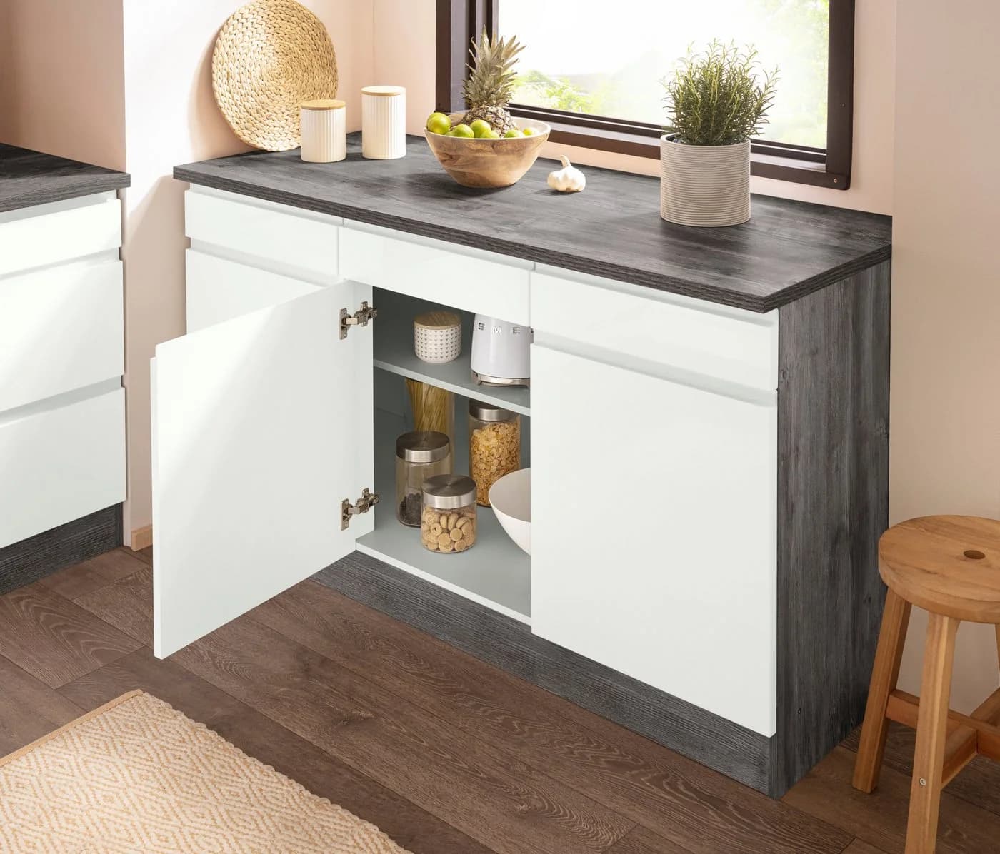 Unterschrank KS-Virginia Weiß Eiche Vintage 150cm