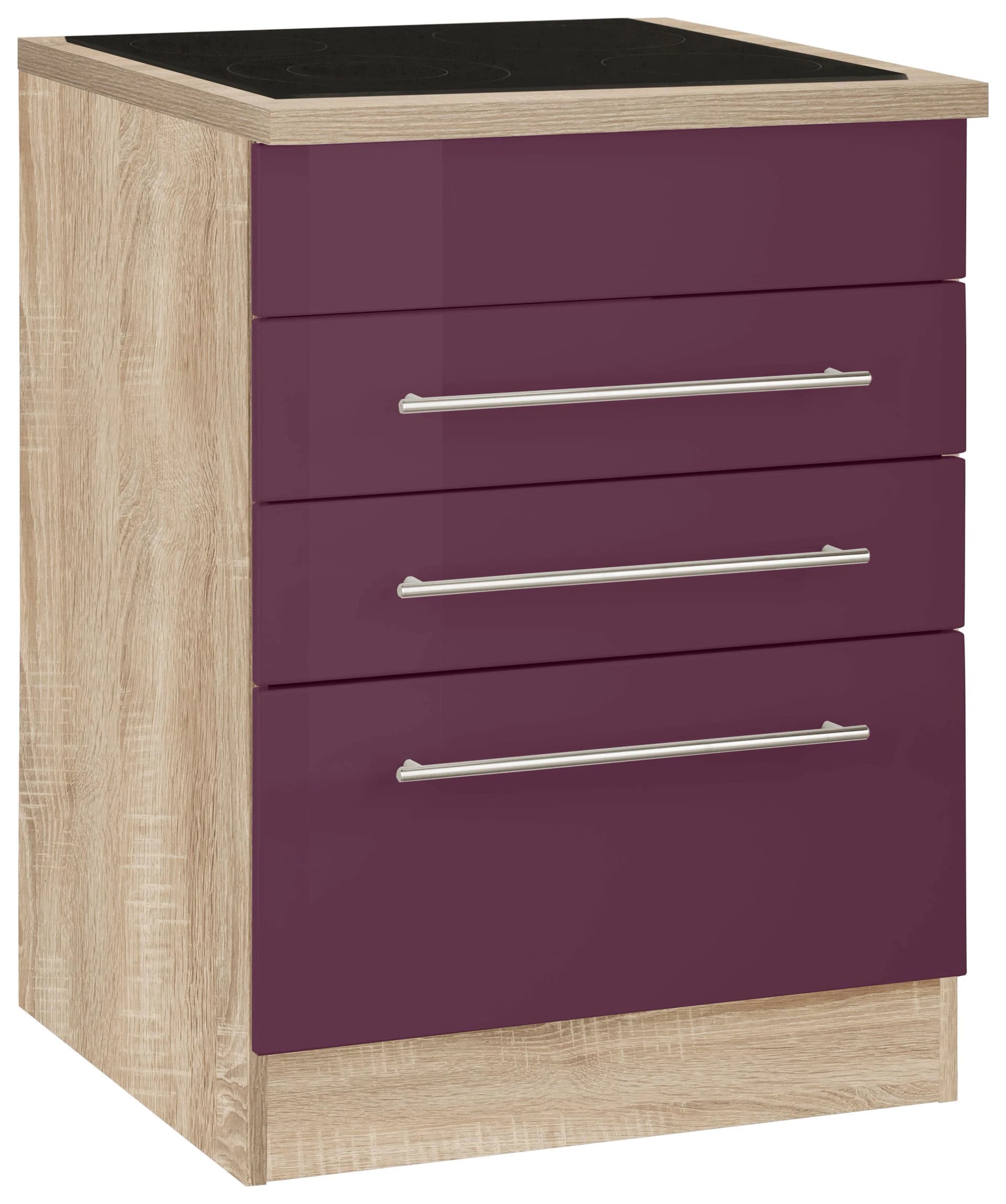 Kochfeldumbauschrank KS-Eton Aubergine Hochglanz 60cm