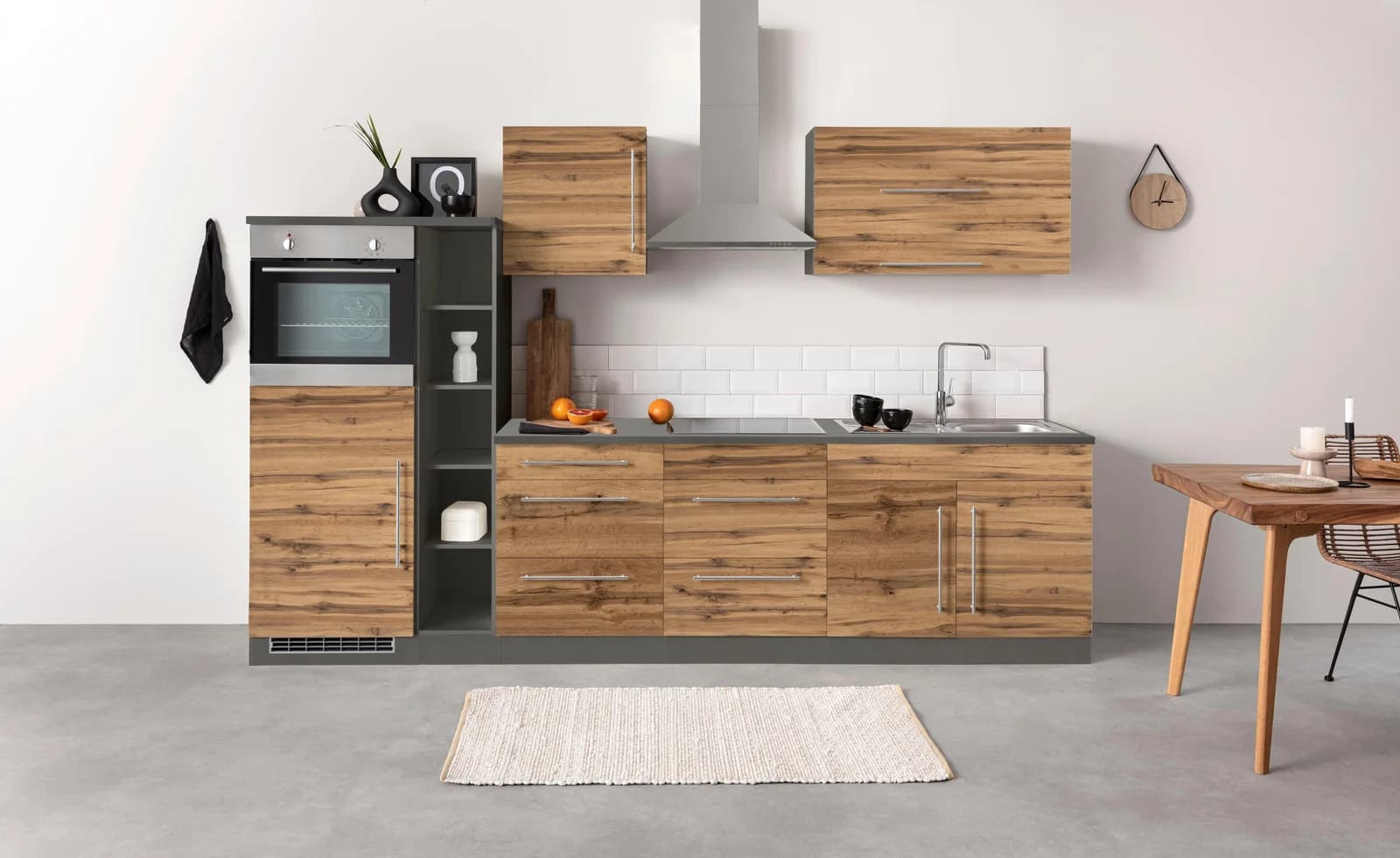Küchenzeile KS-Samos mit Induktion, Backofen & Kühlschrank