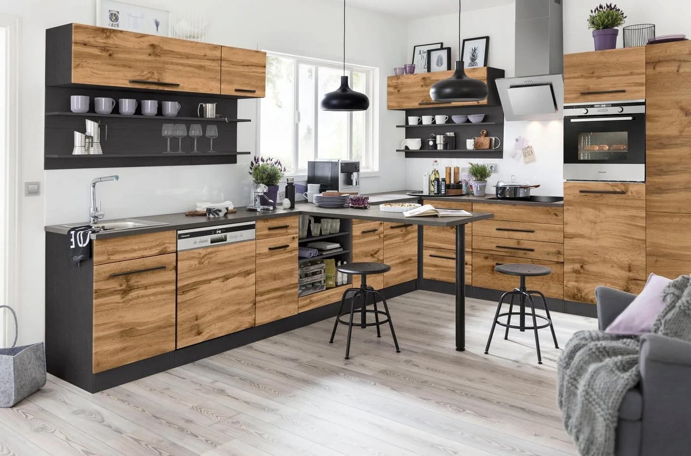 Klapphängeschrank KS-Tulsa Kochstation Braun Wotaneiche