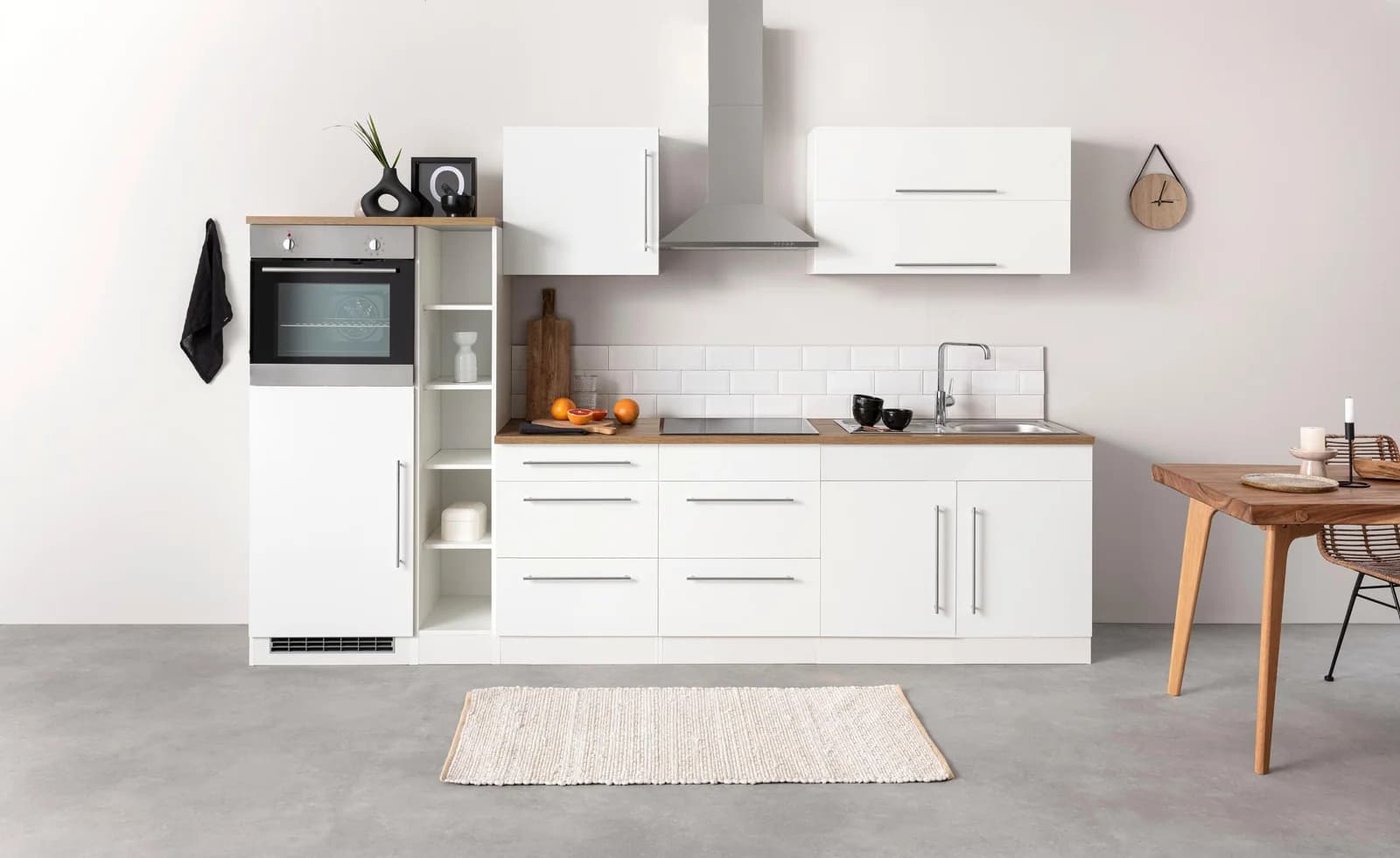 Küchenzeile KS-Samos mit Induktion, Backofen & Kühlschrank