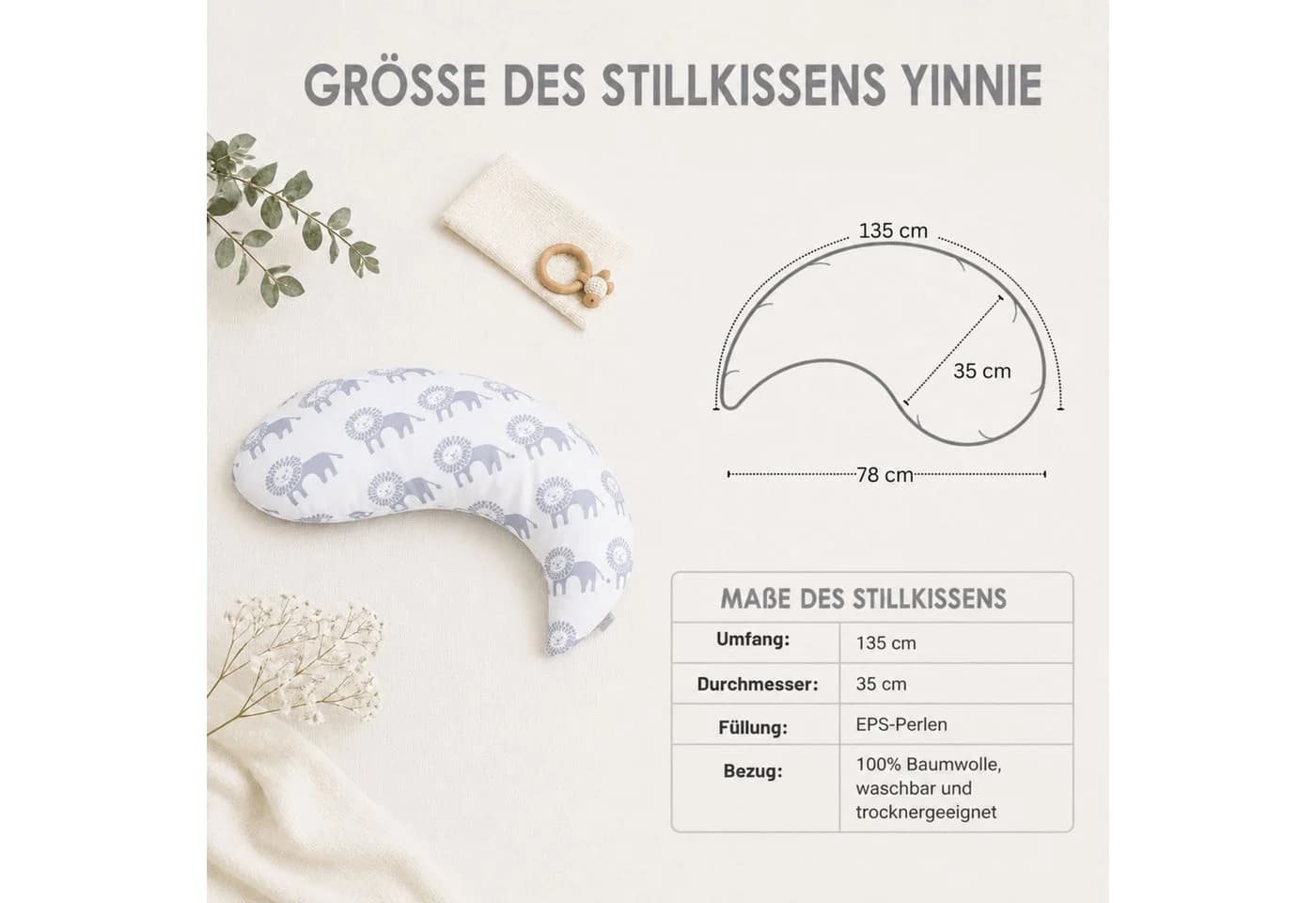 Kinderhaus Blaubaer Stillkissen Yinnie mit Theraline-Perlen
