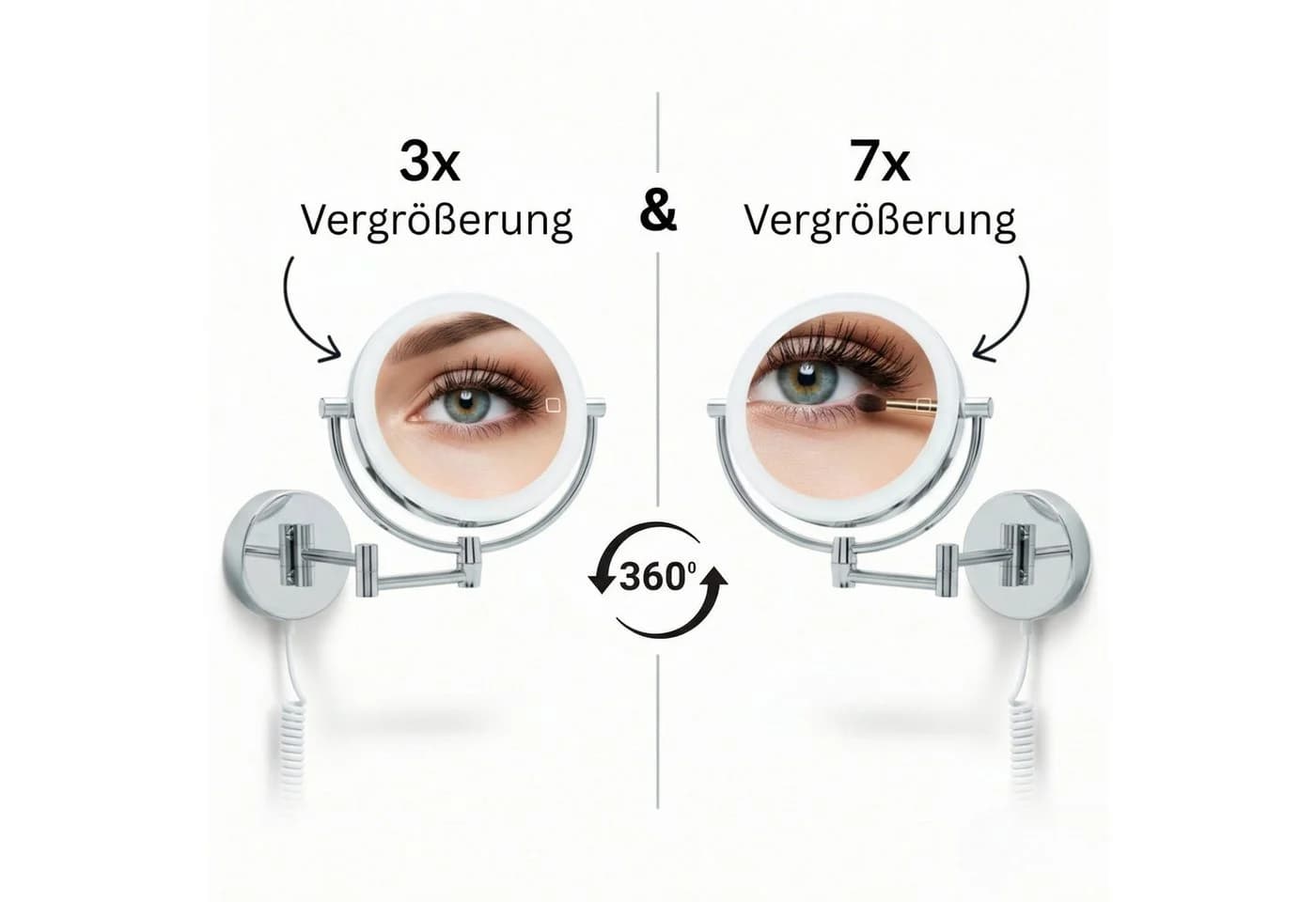 Libaro Kosmetikspiegel MODENA LED mit 3-fach & 7-fach Vergrößerung