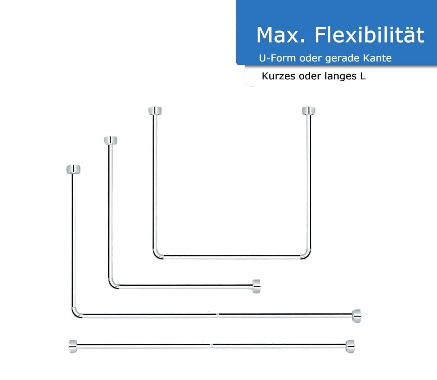 Libaro Universal Duschstange L- & U-Form Silber Aluminium