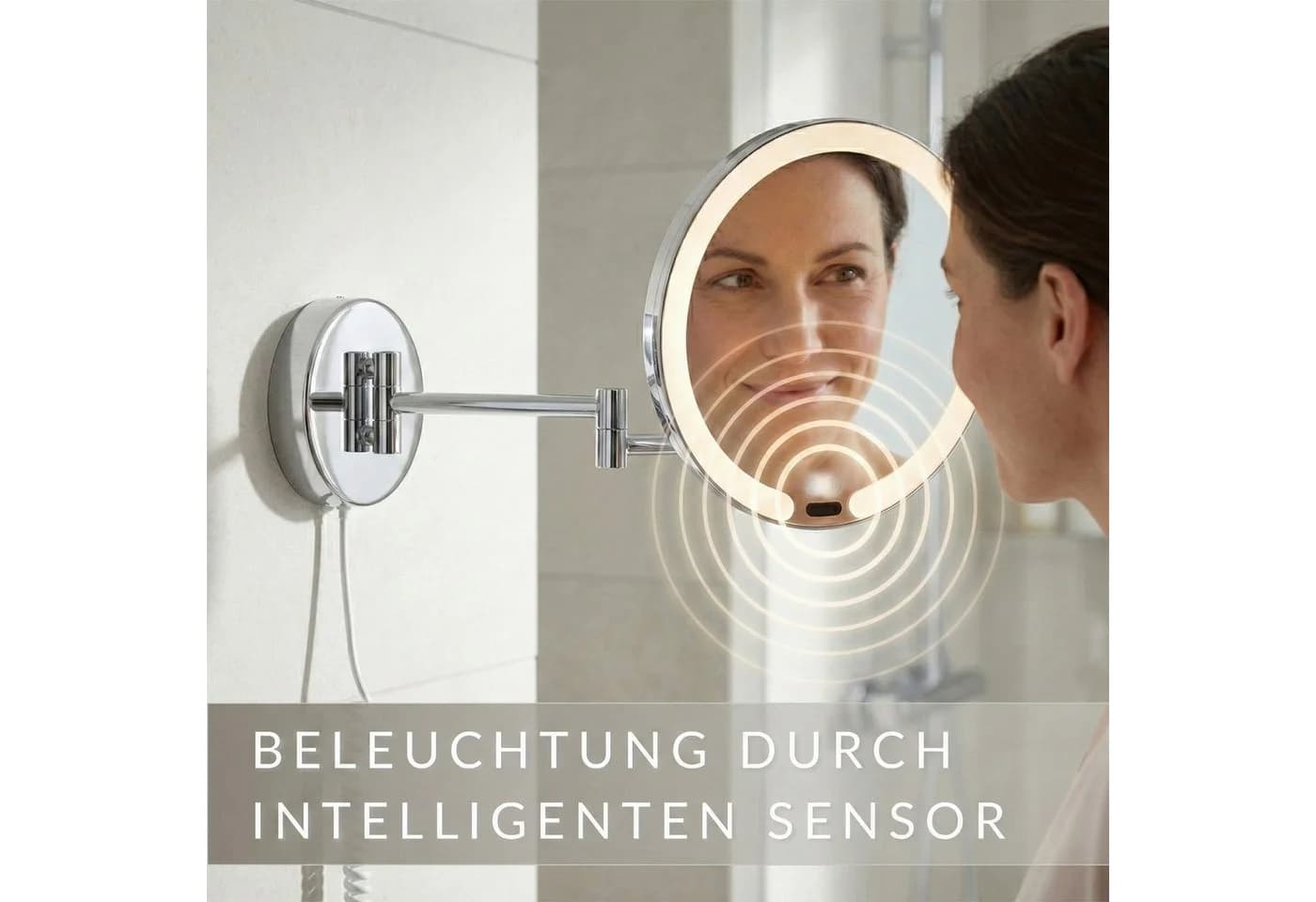 Libaro Kosmetikspiegel mit Sensor und Dimmer LED 7-fach Vergrößerung VITTORA