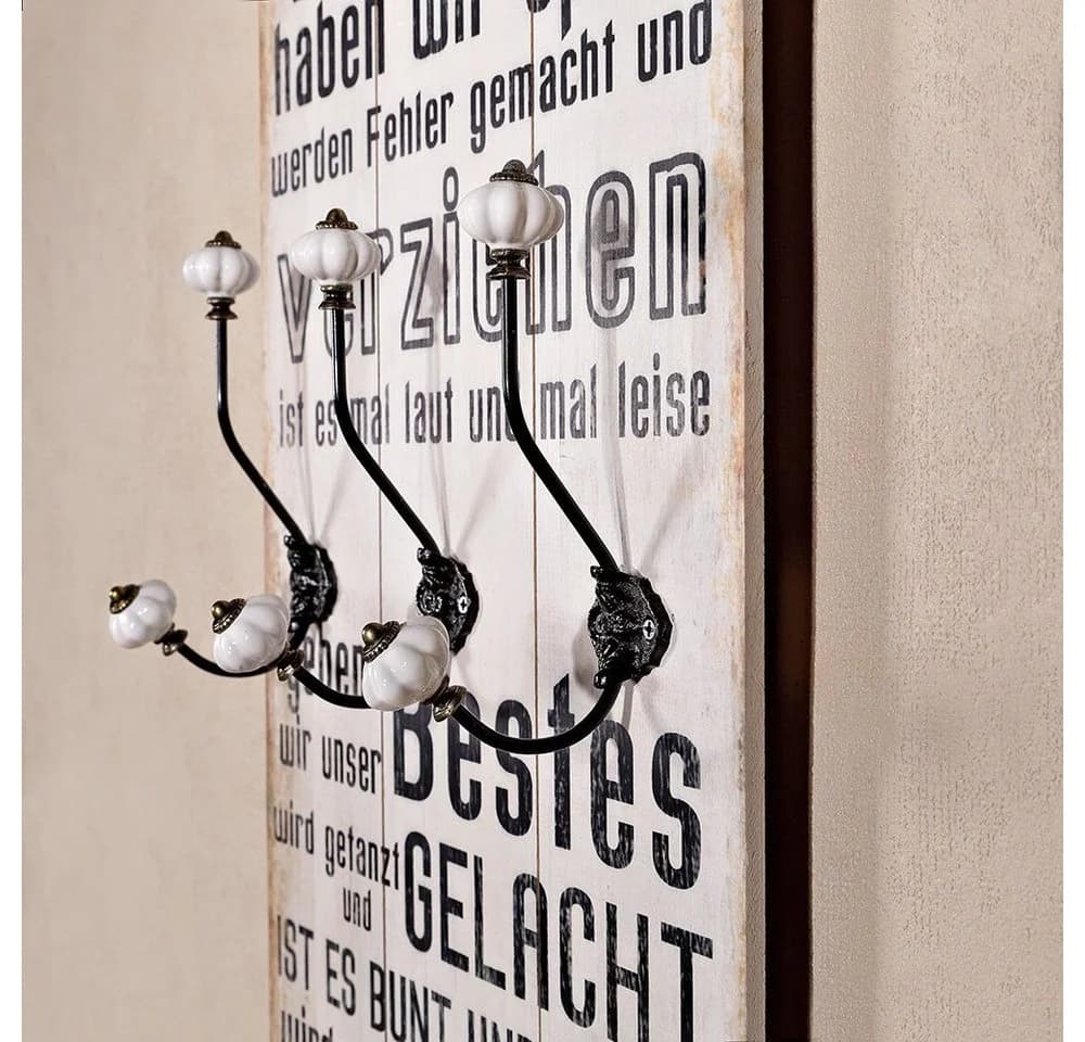 Melko Garderobenpaneel Wandgarderobe mit 6 Haken Braun/Beige