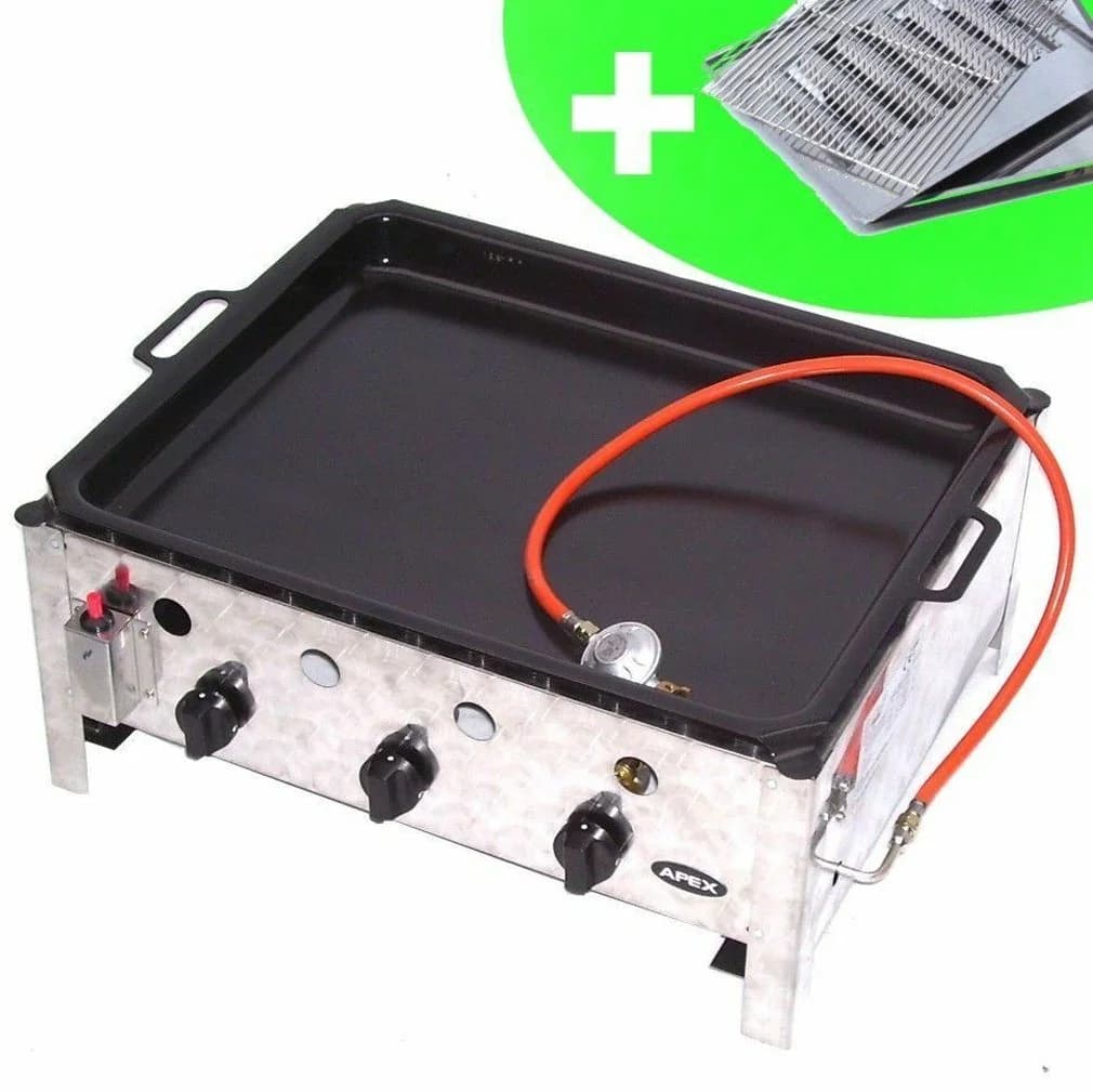 Apex Gasgrill Edelstahl 3-flammig 10 kW mit Grill-Set