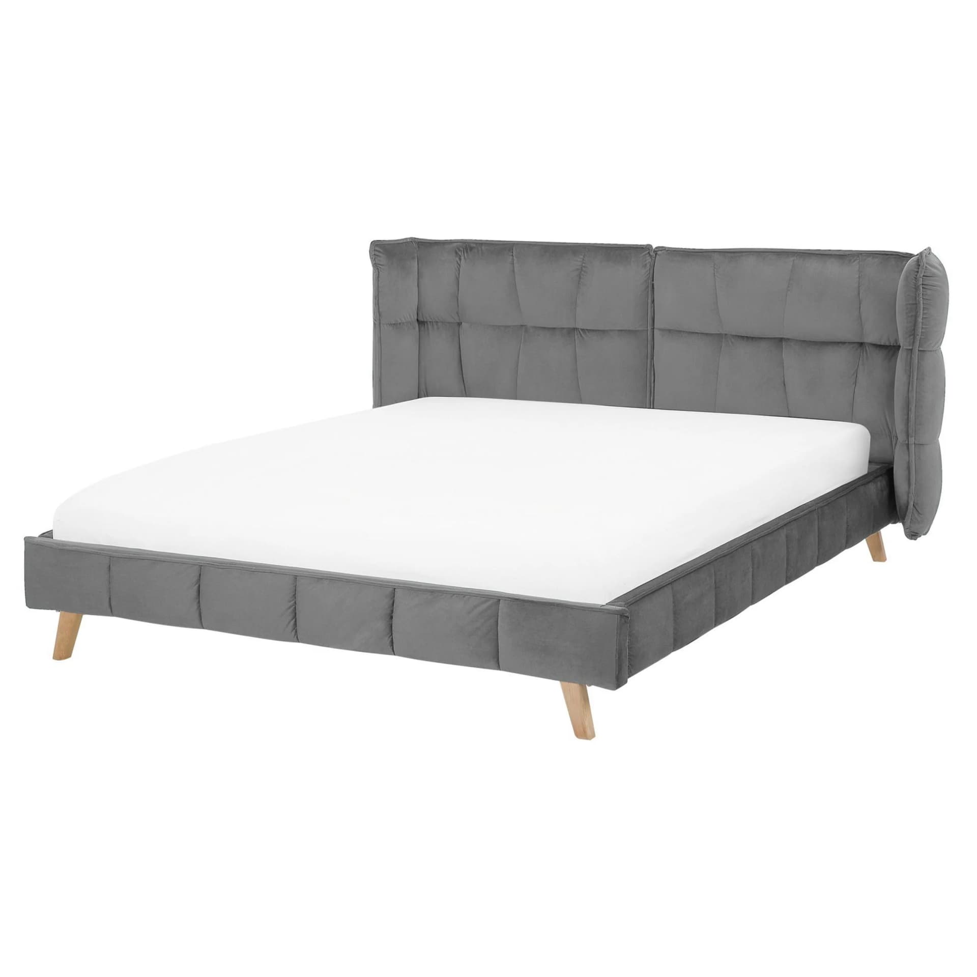 Beliani Polsterbett Grau mit Lattenrost 160x200 cm
