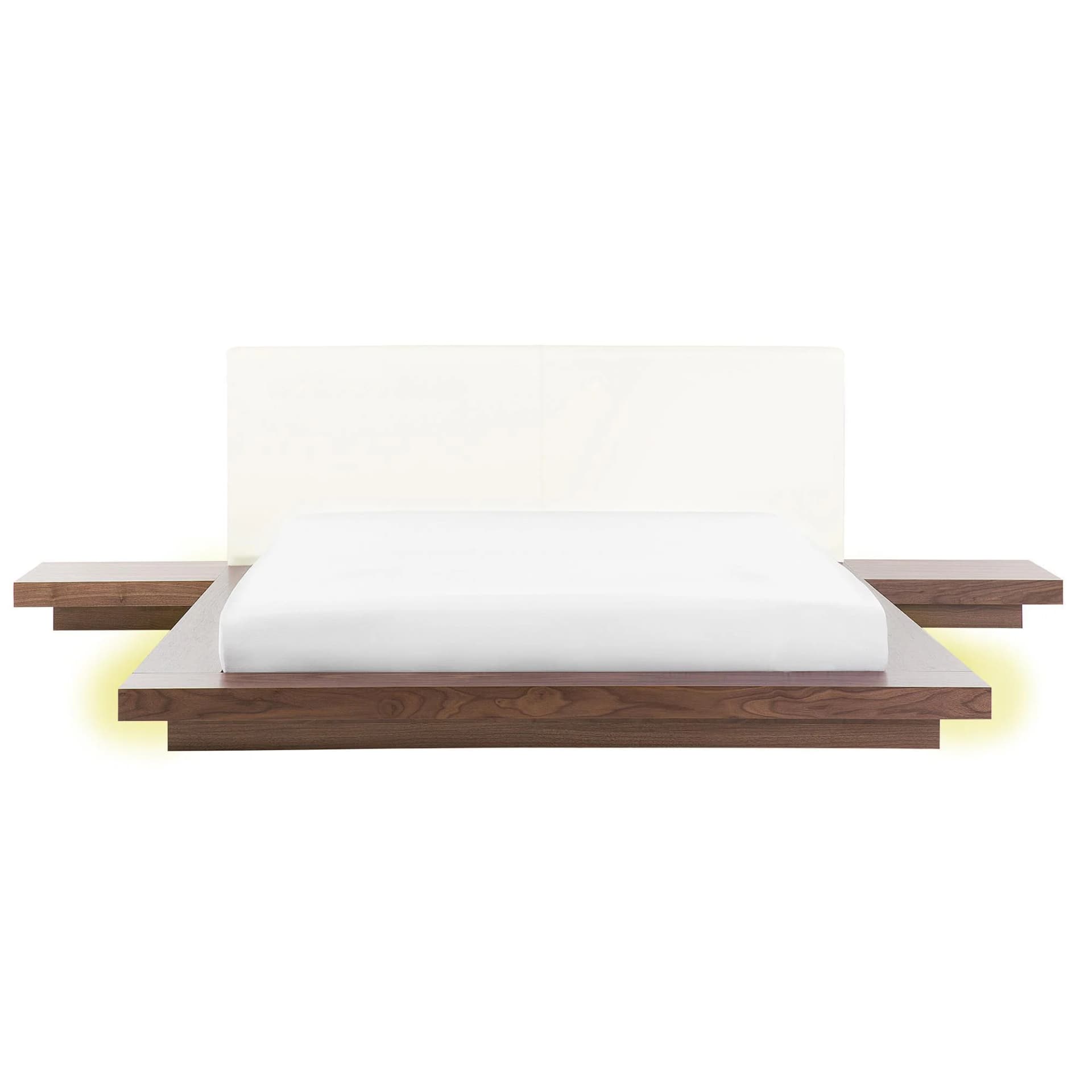 Beliani Bett mit LED 160x200 cm Heller Holzfarbton Zen