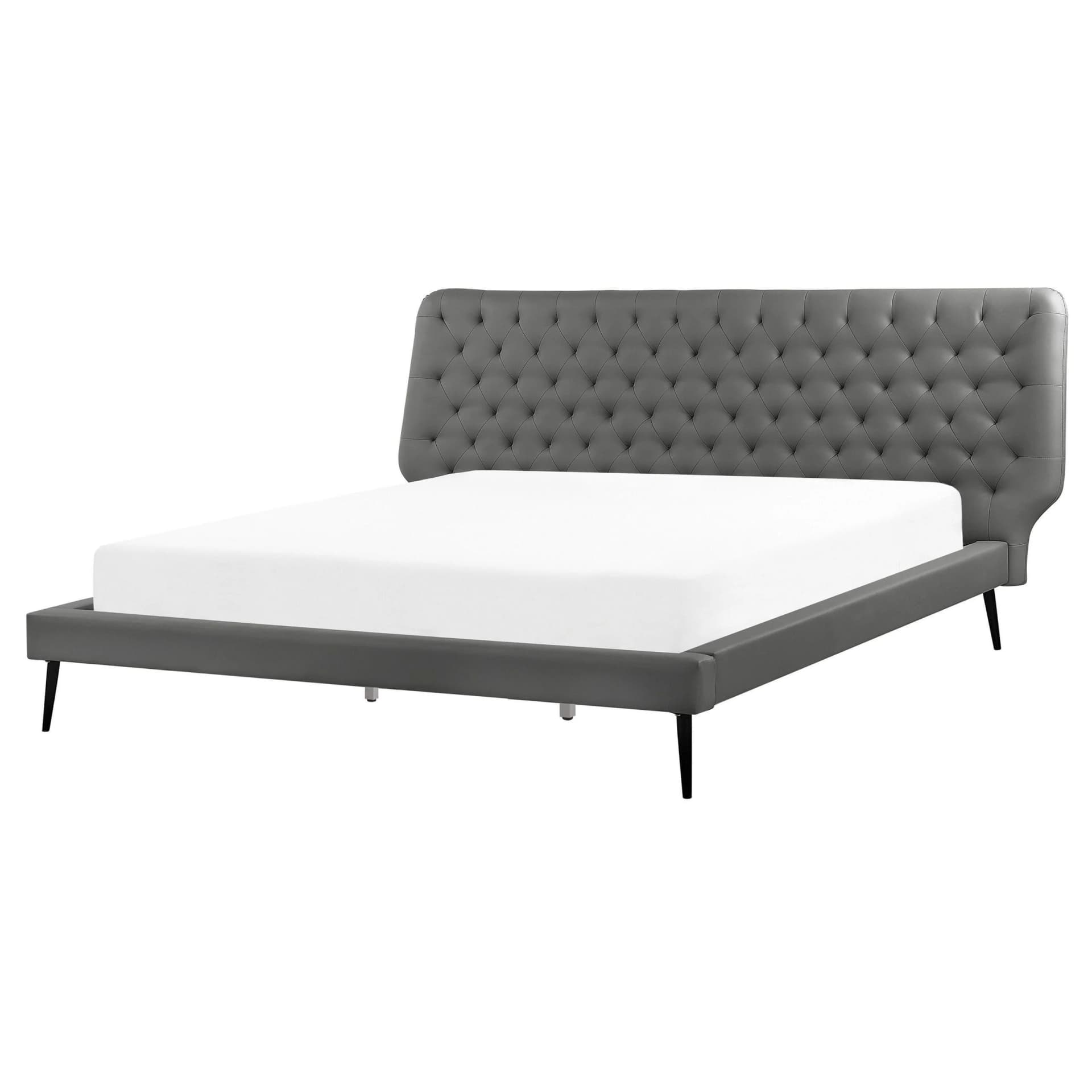 Beliani Bett 160/200cm Grau Essonne Polsterbett