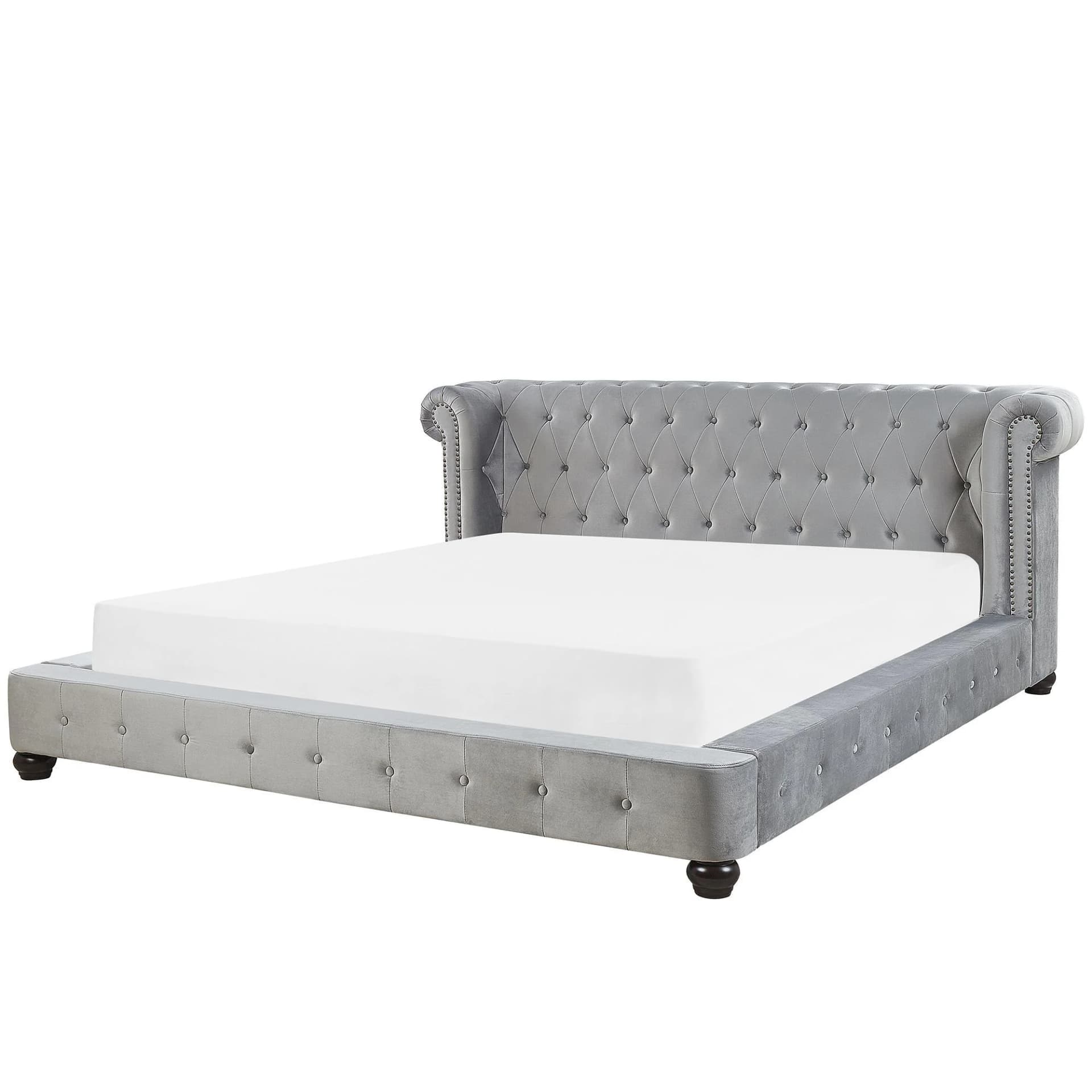 Beliani Bett Cavaillon Hellgrau 180x200 cm