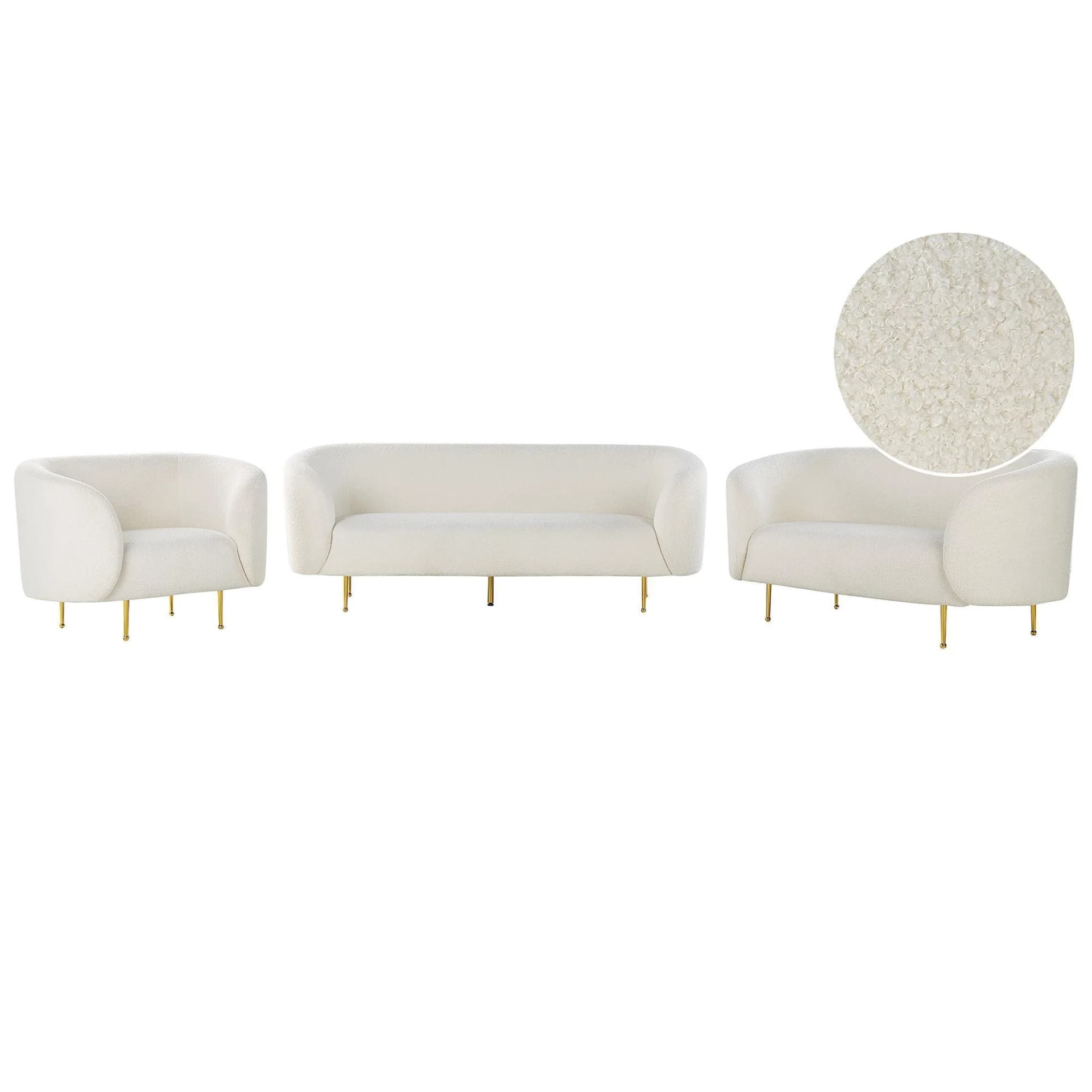 Beliani 6-Sitzer Sofa Set Loen Weiß Bouclé