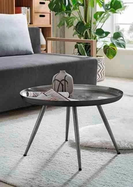 Couchtisch PAROLI Anthrazit Stahl Gestell Rund