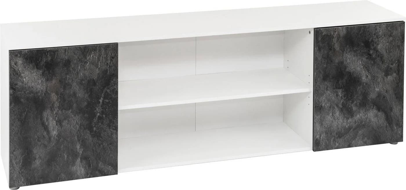 Paroli Lowboard Susa Weiß/Schiefer Modern Push-to-Open