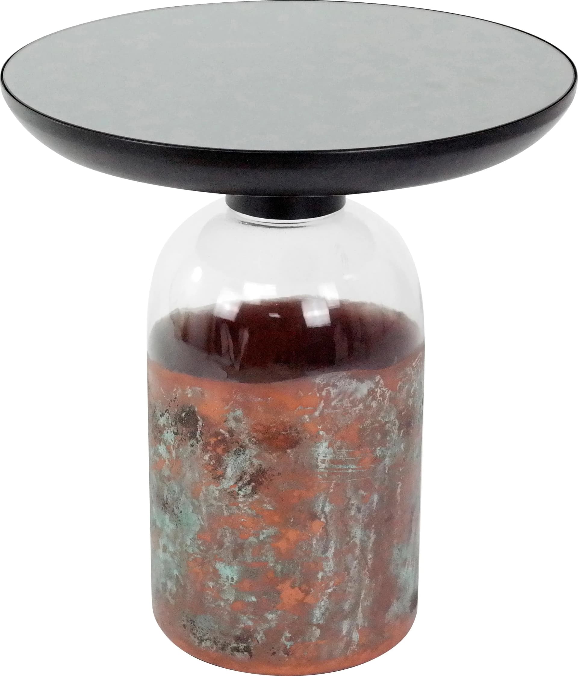 PAROLI Beistelltisch Grau Bronze Spiegelglas Rund